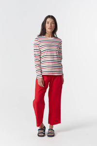 Goondiwindi Cotton Original Multi Stripe Long Sleeve in Poinsettia Multi 3264