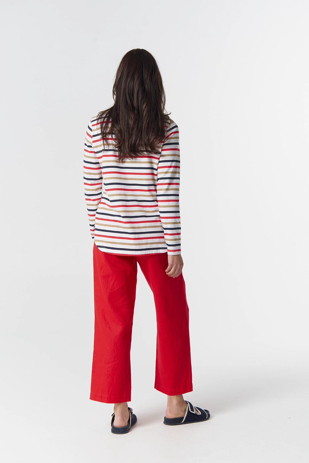 Goondiwindi Cotton Original Multi Stripe Long Sleeve in Poinsettia Multi 3264