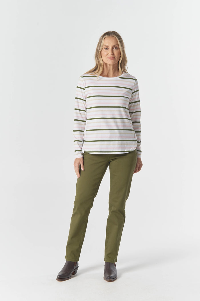 Goondiwindi Cotton Original Multi Stripe Long Sleeve in Sage Multi Stripe 3264