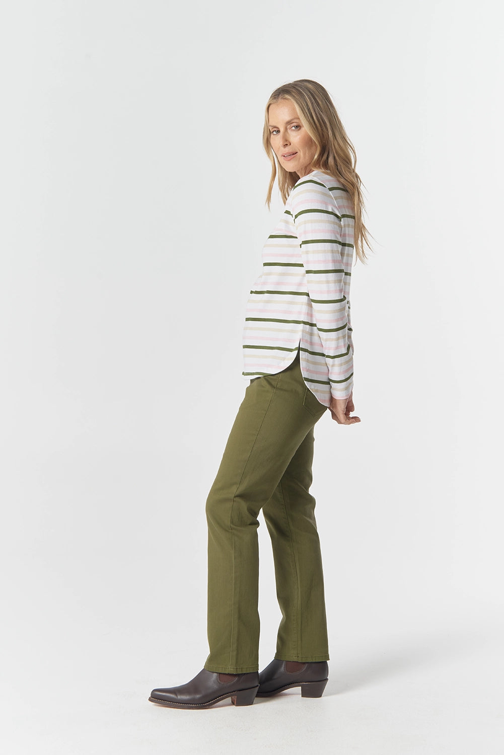 Goondiwindi Cotton Original Multi Stripe Long Sleeve in Sage Multi Stripe 3264