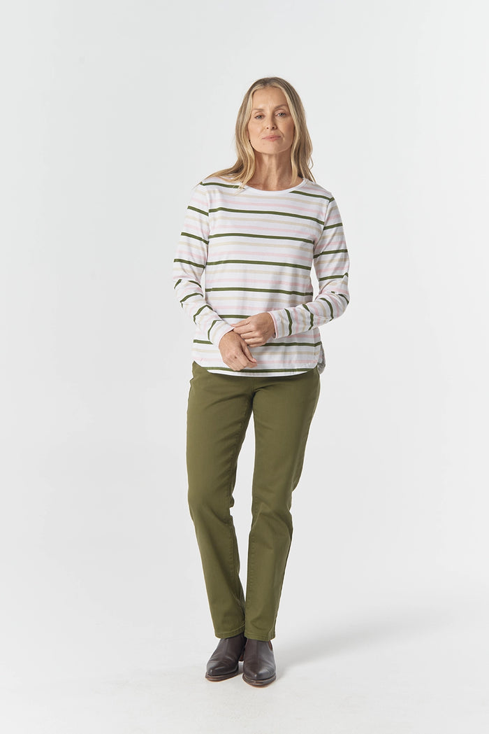 Goondiwindi Cotton Original Multi Stripe Long Sleeve in Sage Multi Stripe 3264