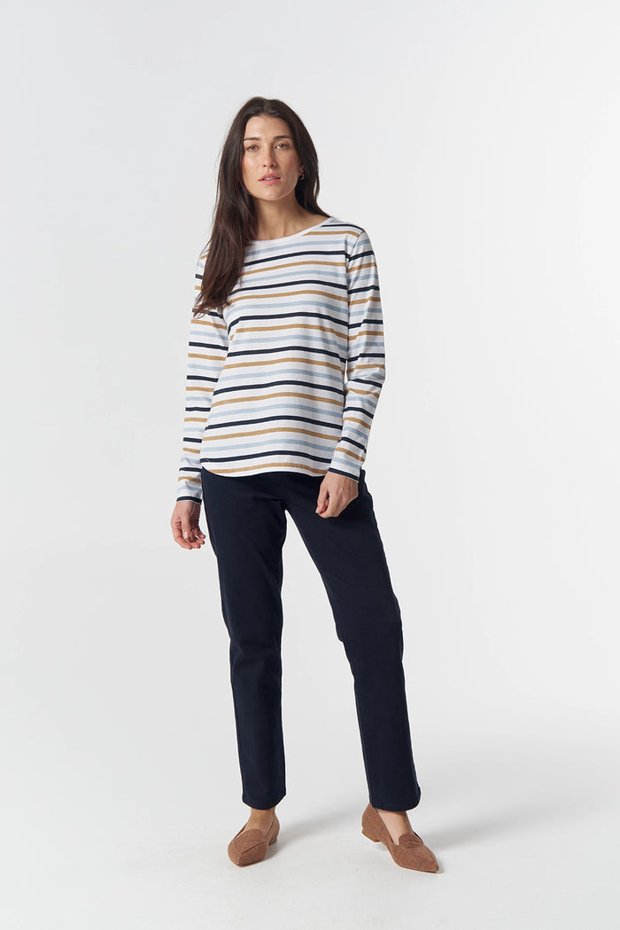 Goondiwindi Cotton Original Multi Stripe Long Sleeve in Skyride Blue Multi 3264