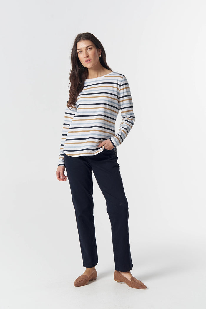 Goondiwindi Cotton Original Multi Stripe Long Sleeve in Skyride Blue Multi 3264
