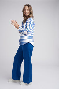 Goondiwindi Cotton Stripe Long Sleeve Tee in White/Opal 3272