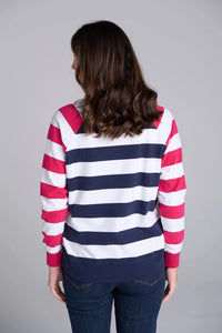 Goondiwindi Cotton Zip Sweater ½ Zipper  Multi Stripe 3293-217