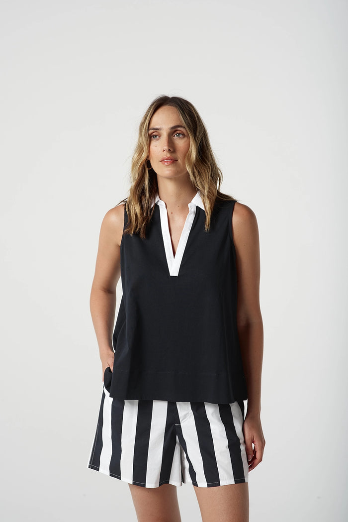 Goondiwindi Cotton Sleeveless Polo in Navy 3306