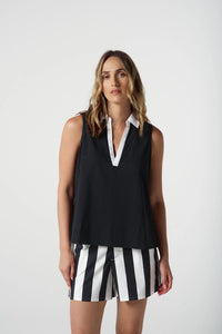 Goondiwindi Cotton Sleeveless Polo in Navy 3306