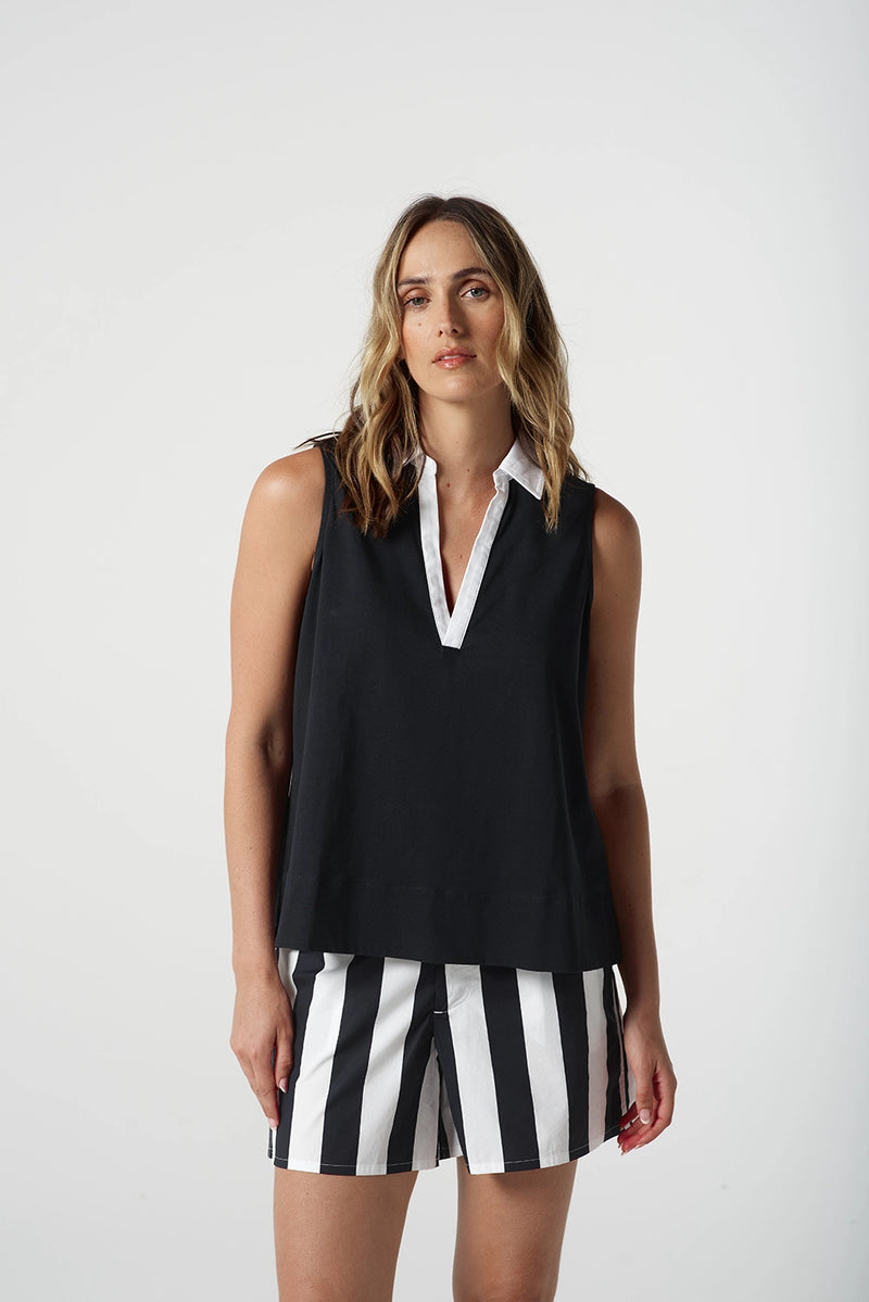 Goondiwindi Cotton Sleeveless Polo in Navy 3306