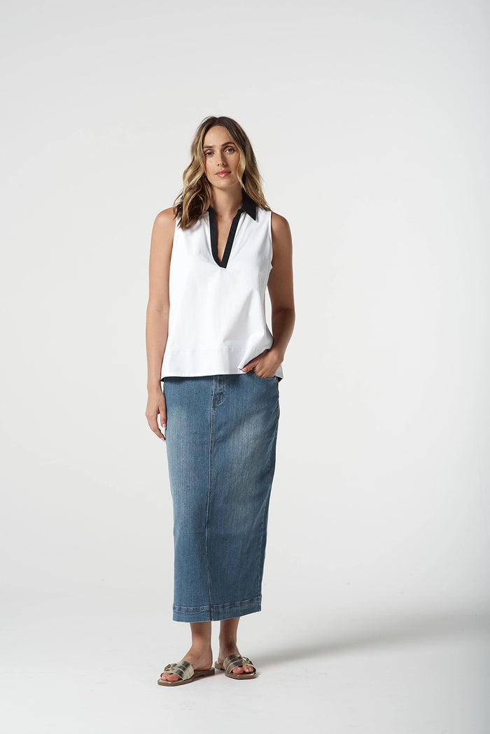 Goondiwindi Cotton Sleeveless Polo in White 3306