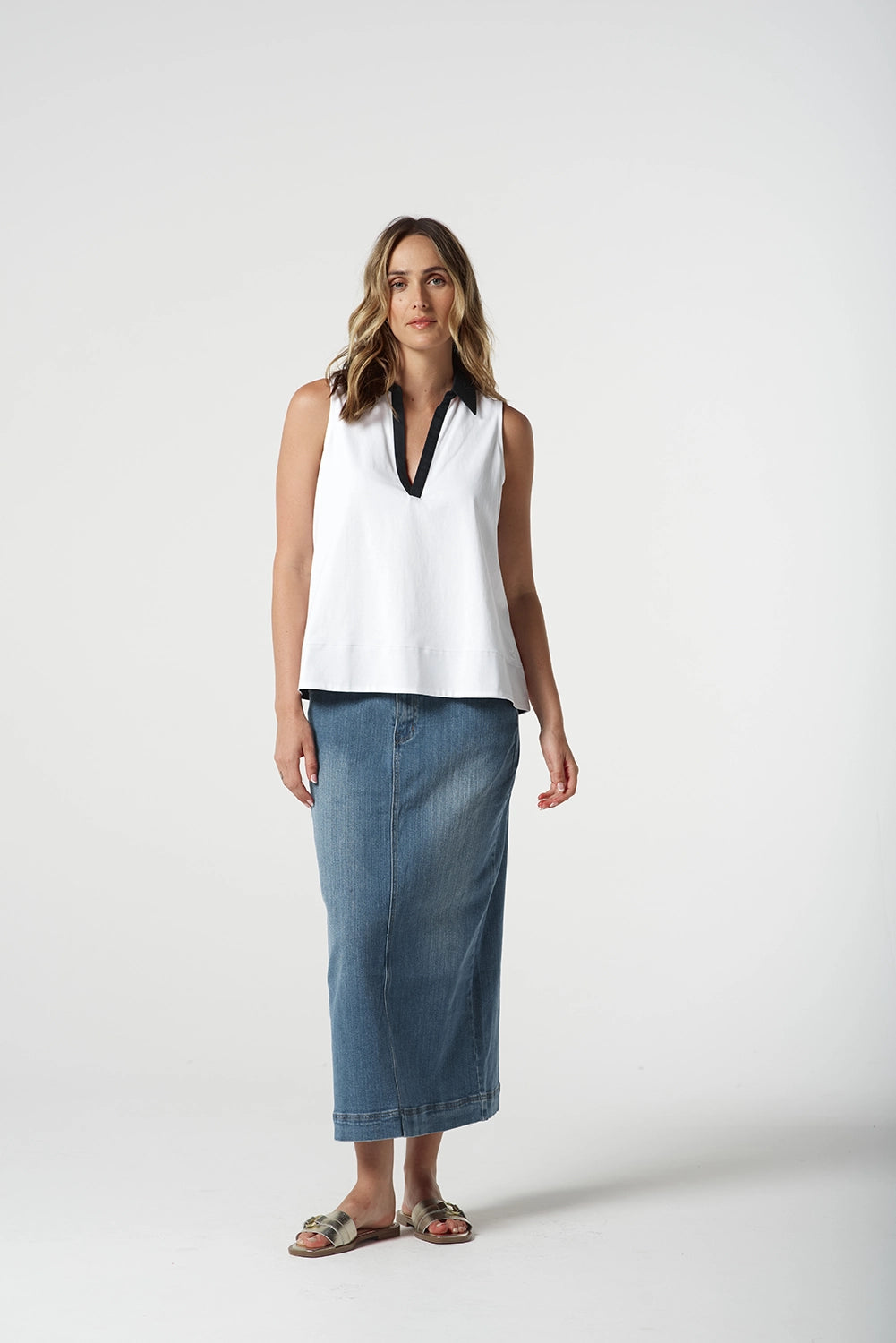 Goondiwindi Cotton Sleeveless Polo in White 3306