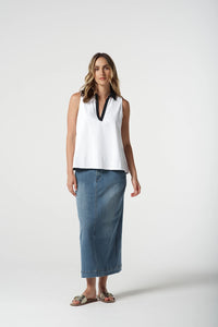 Goondiwindi Cotton Sleeveless Polo in White 3306