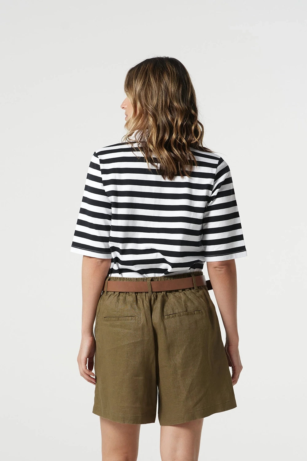 Goondiwindi Cotton 3/4 Sleeve Stripe Polo in White/Navy 3307-20