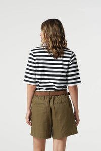 Goondiwindi Cotton 3/4 Sleeve Stripe Polo in White/Navy 3307-20