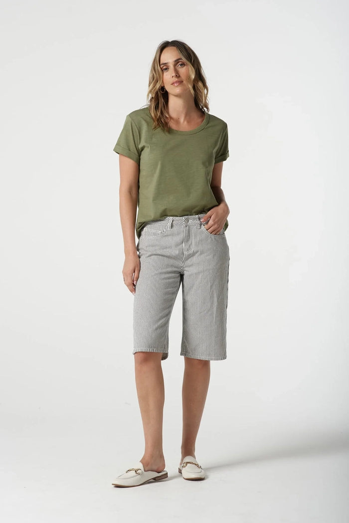 Goondiwindi Cotton Crew Neck Tee in Sage Green 3313