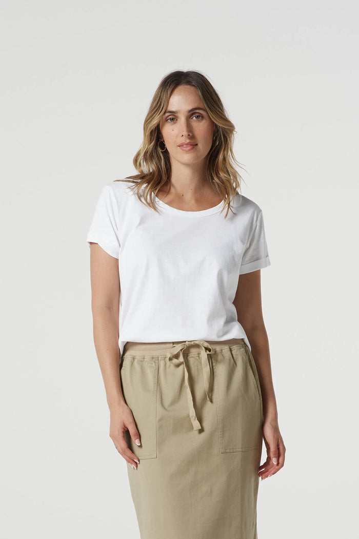 Goondiwindi Cotton Crew Neck Tee in White 3313