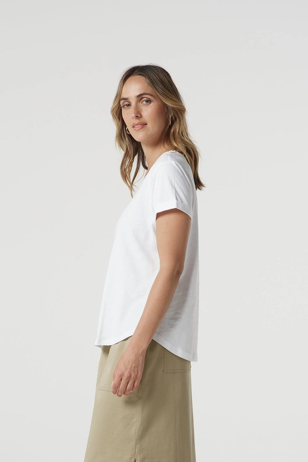 Goondiwindi Cotton Crew Neck Tee in White 3313