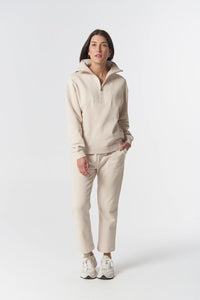 Goondiwindi Cotton Rugged Half Zip Cotton Sweater in Birch 3319