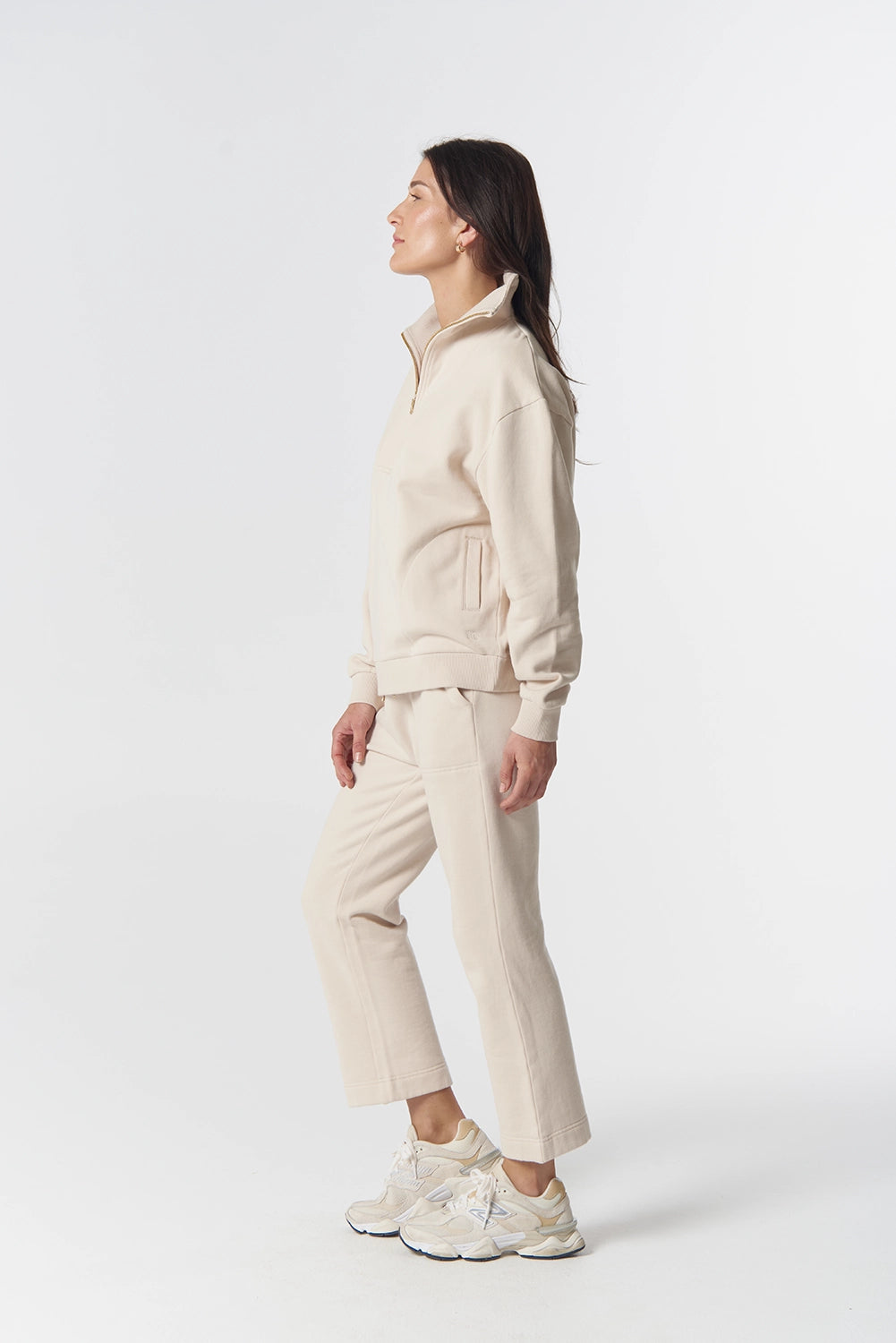 Goondiwindi Cotton Rugged Half Zip Cotton Sweater in Birch 3319