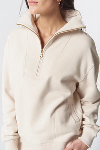 Goondiwindi Cotton Rugged Half Zip Cotton Sweater in Birch 3319