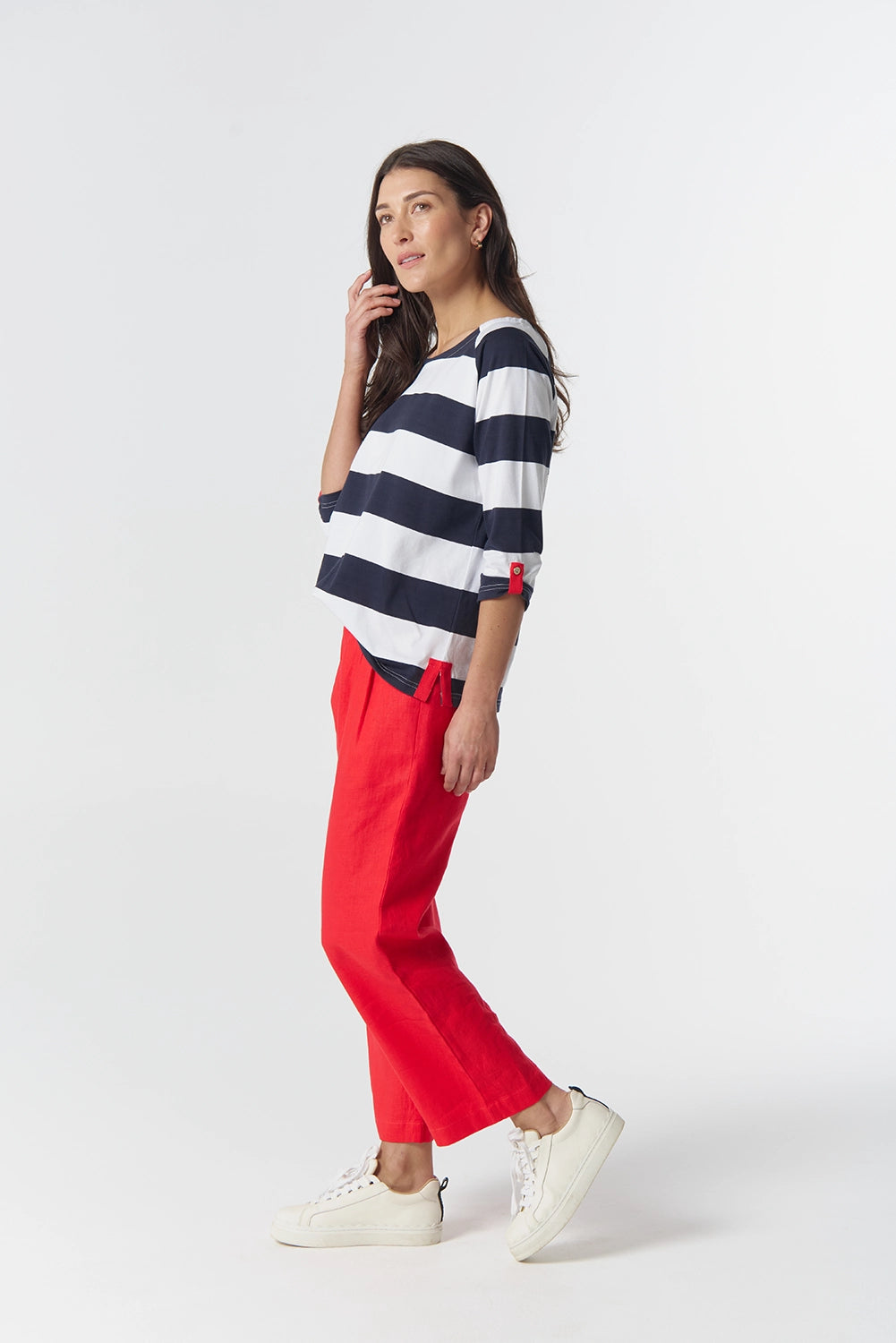 Goondiwindi Cotton Track 3/4 Sleeve in Dark Navy/White 3321