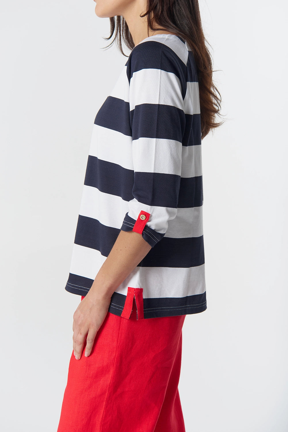 Goondiwindi Cotton Track 3/4 Sleeve in Dark Navy/White 3321