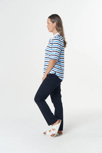 Goondiwindi Cotton Multi Stripe Polo in Azure Blue 3330-27