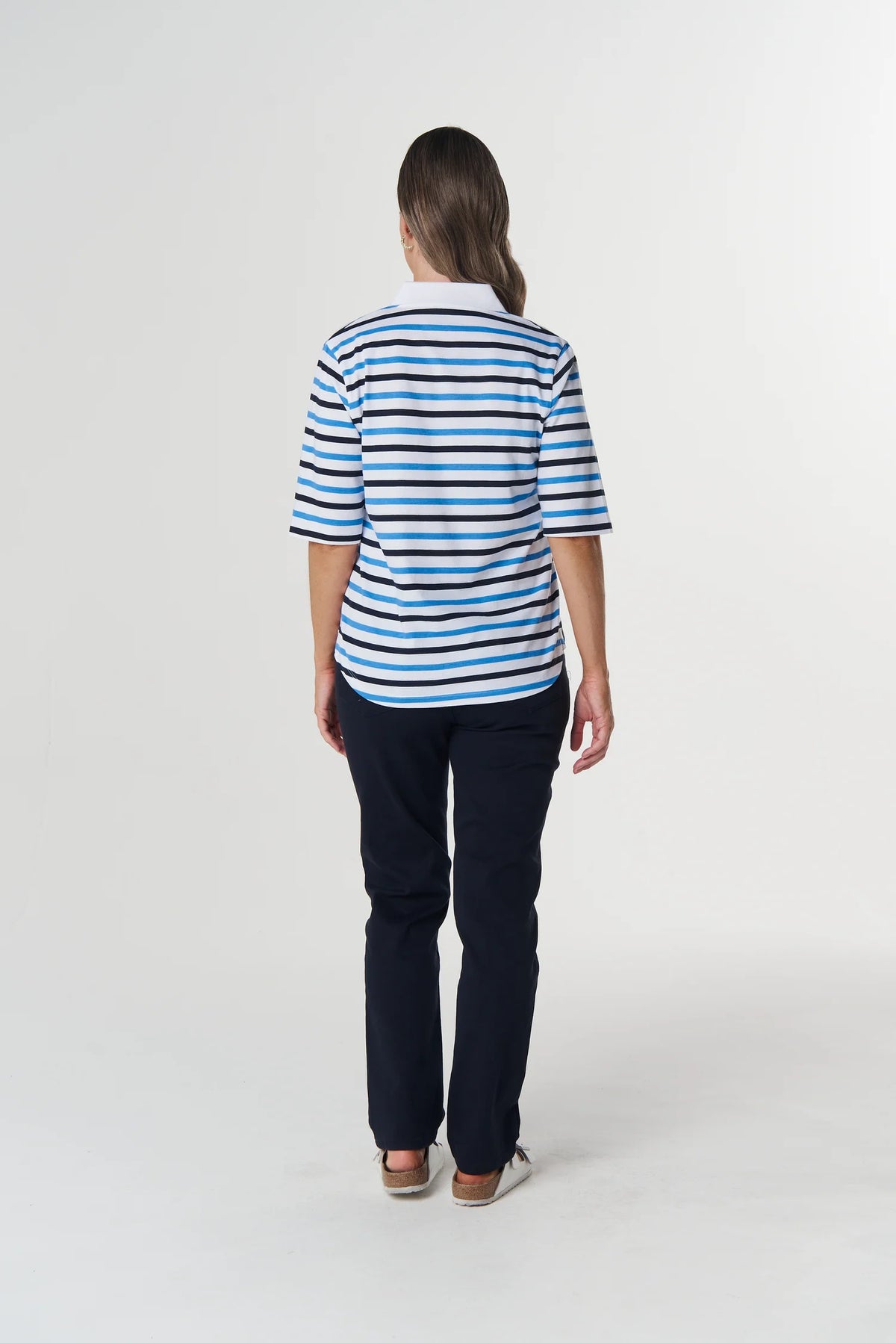 Goondiwindi Cotton Multi Stripe Polo in Azure Blue 3330-27