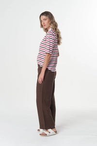 Goondiwindi Cotton Multi Stripe Polo in Electric Pink 3330-27