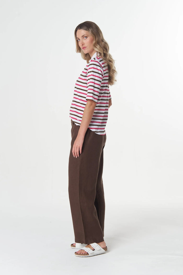 Goondiwindi Cotton Multi Stripe Polo in Electric Pink 3330-27
