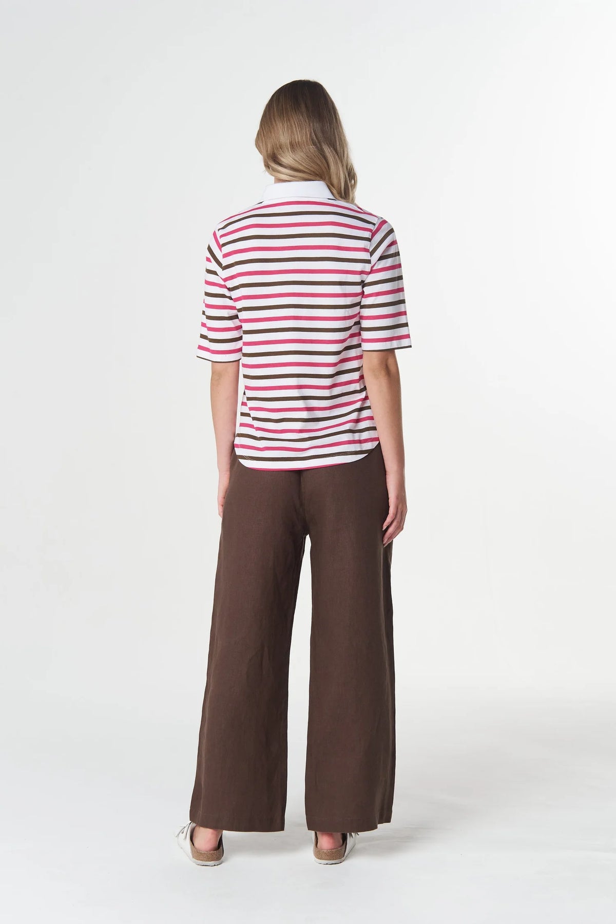 Goondiwindi Cotton Multi Stripe Polo in Electric Pink 3330-27