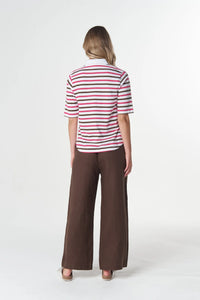 Goondiwindi Cotton Multi Stripe Polo in Electric Pink 3330-27