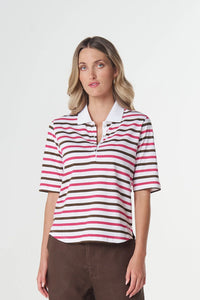 Goondiwindi Cotton Multi Stripe Polo in Electric Pink 3330-27
