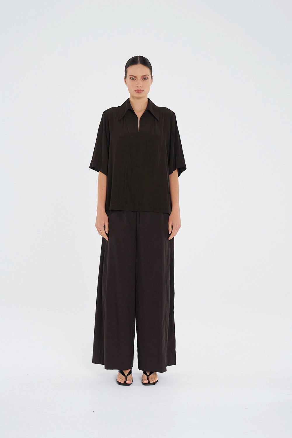 Mela Purdie Wide Cross Pant in Fudge F65 1944