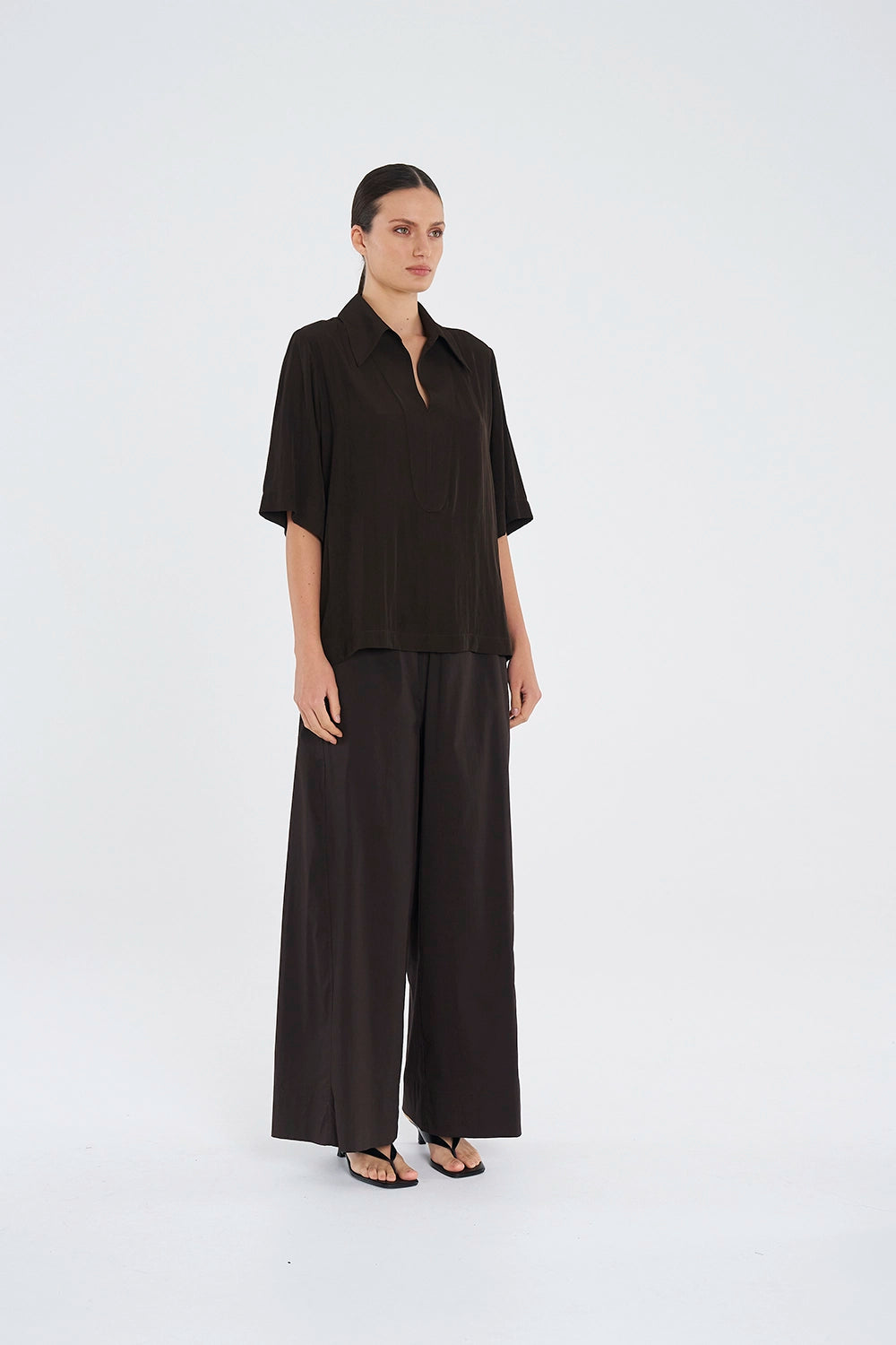 Mela Purdie Wide Cross Pant in Fudge F65 1944