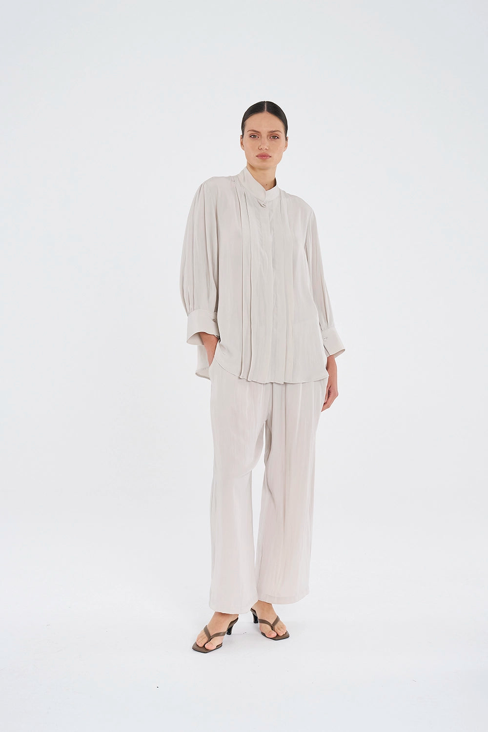 Mela Purdie Folded Blouse in Oyster F67 8946