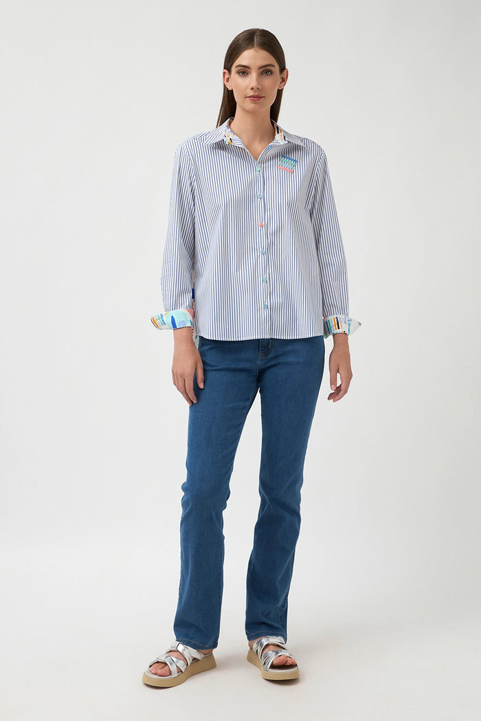 Bariloche Calaroja Patchwork Shirt  in Blue 3788314
