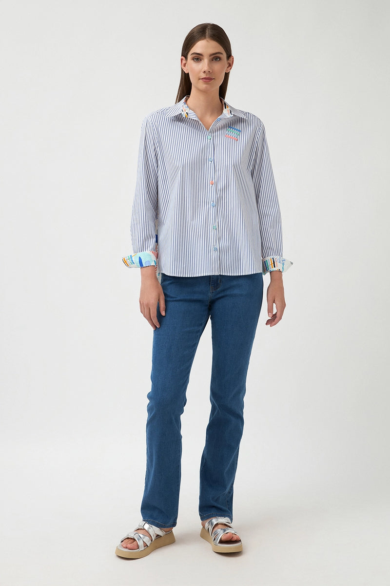 Bariloche Calaroja Patchwork Shirt  in Blue 3788314