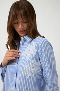 Bariloche Tabay Stripe Shirt with Applique in Blue 3796909