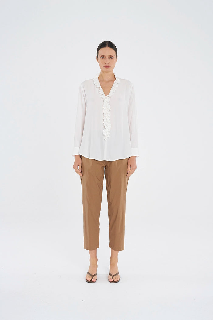 Mela Purdie Lariat Blouse in White F67 8729 - Pre-Order February Delivery