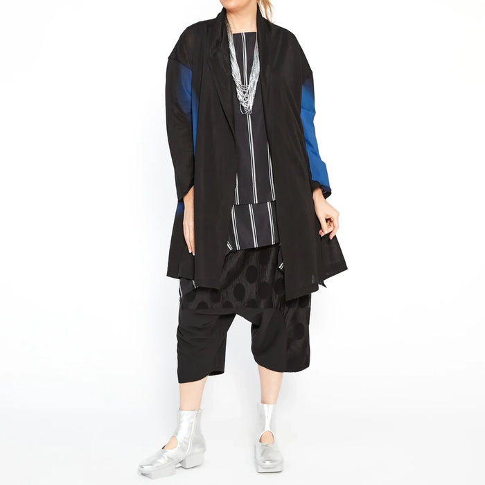 Moyuru Cotton Mix Duster in Black Combo 241012