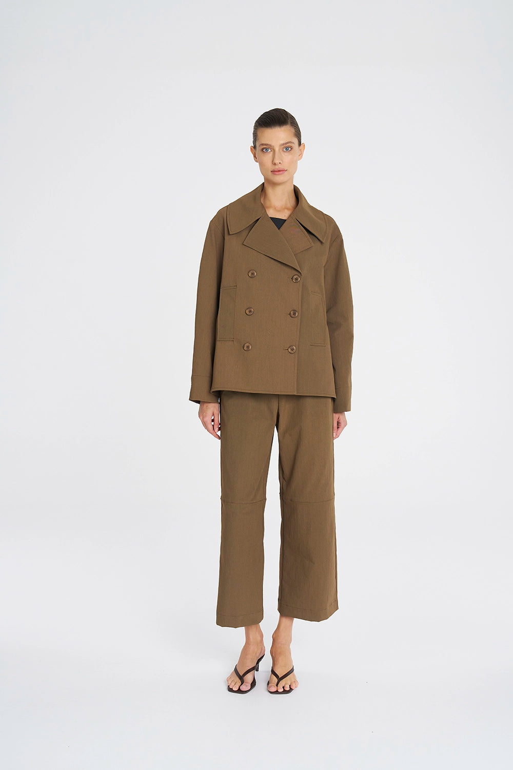 Mela Purdie Pea Jacket In Tannin F416 4241 - Pre-Order March Delivery