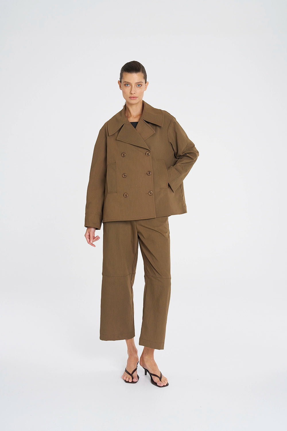 Mela Purdie Pea Jacket In Tannin F416 4241 - Pre-Order March Delivery