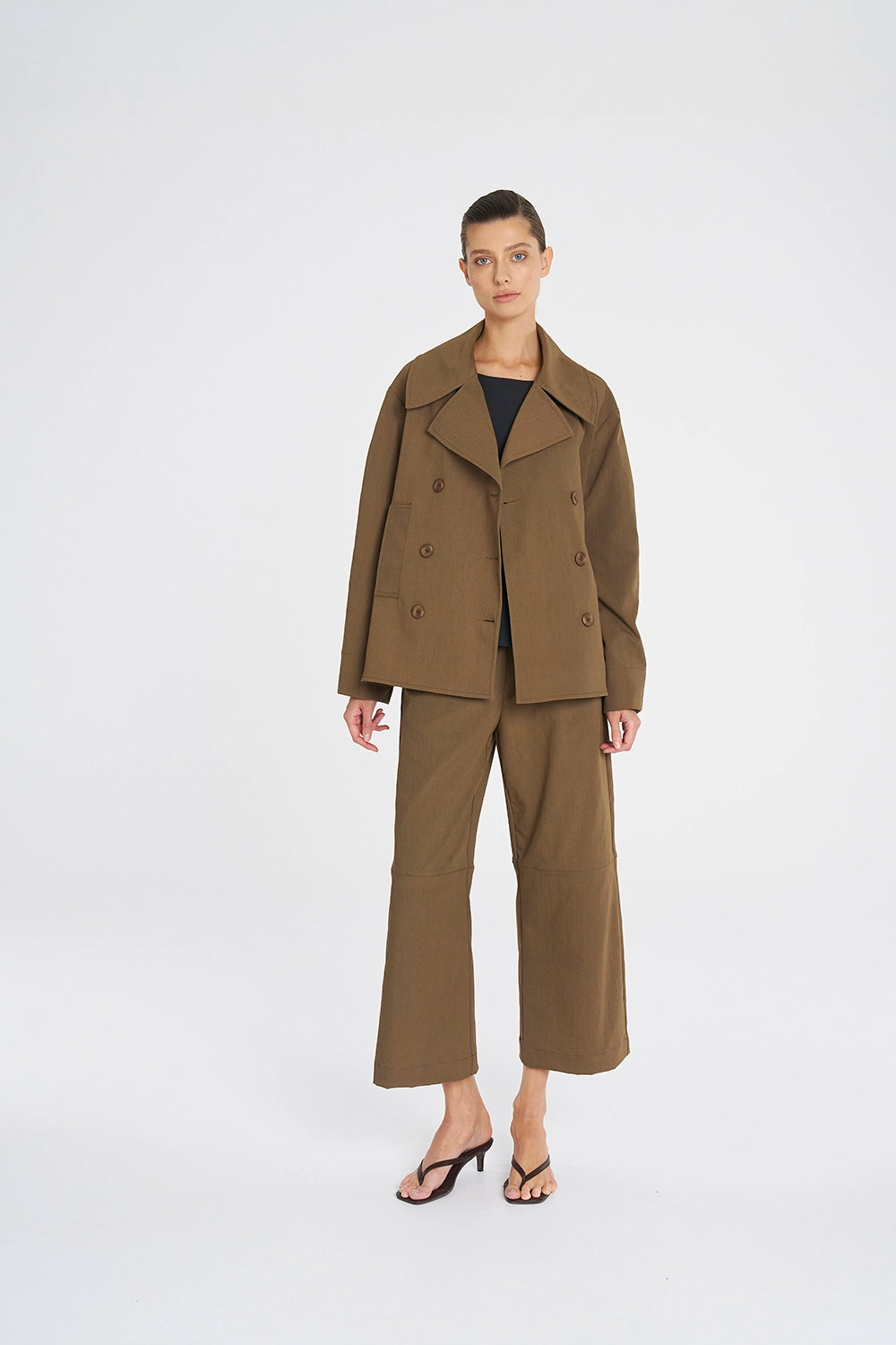 Mela Purdie Pea Jacket In Tannin F416 4241 - Pre-Order March Delivery