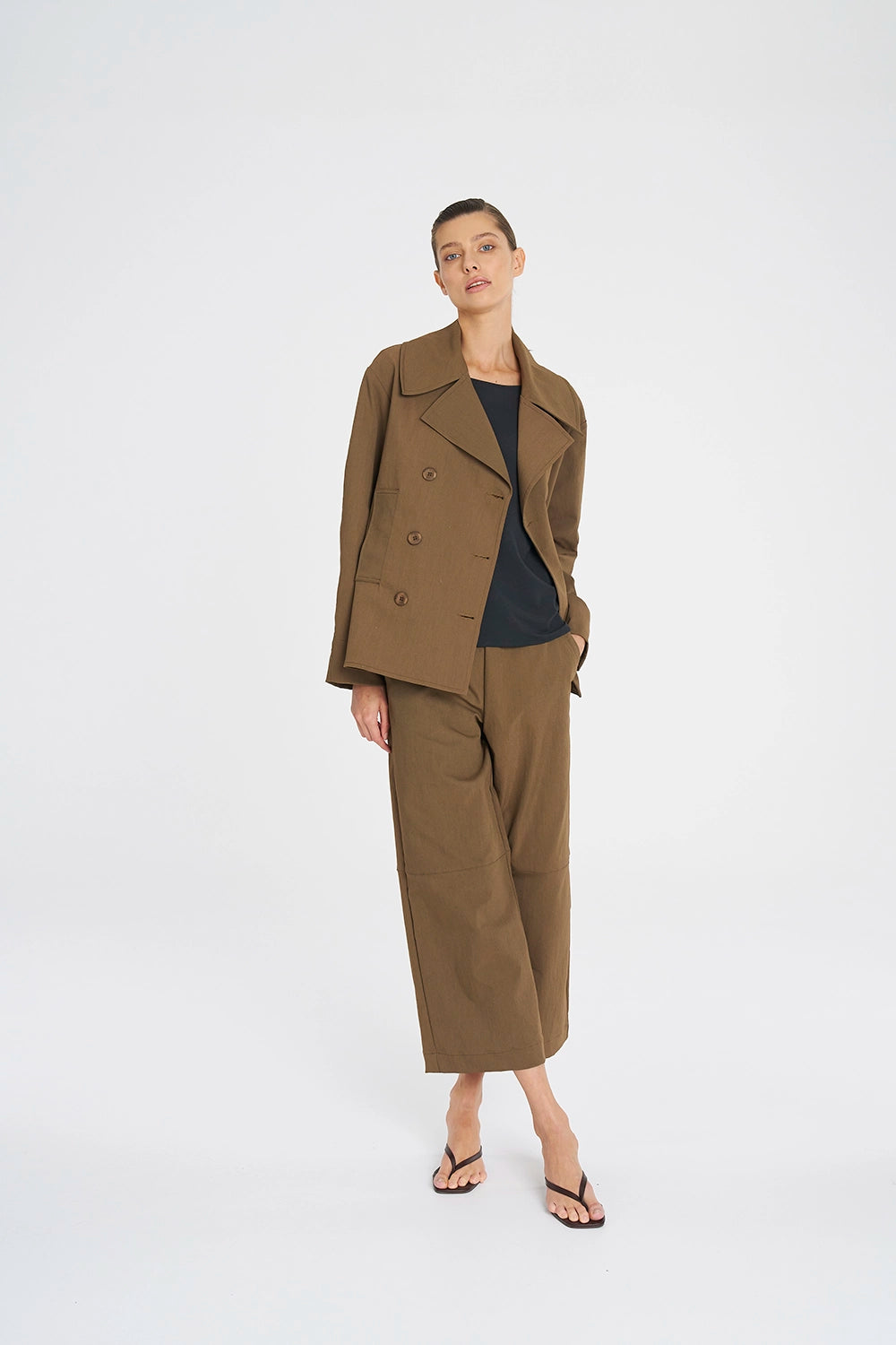 Mela Purdie Pea Jacket In Tannin F416 4241 - Pre-Order March Delivery