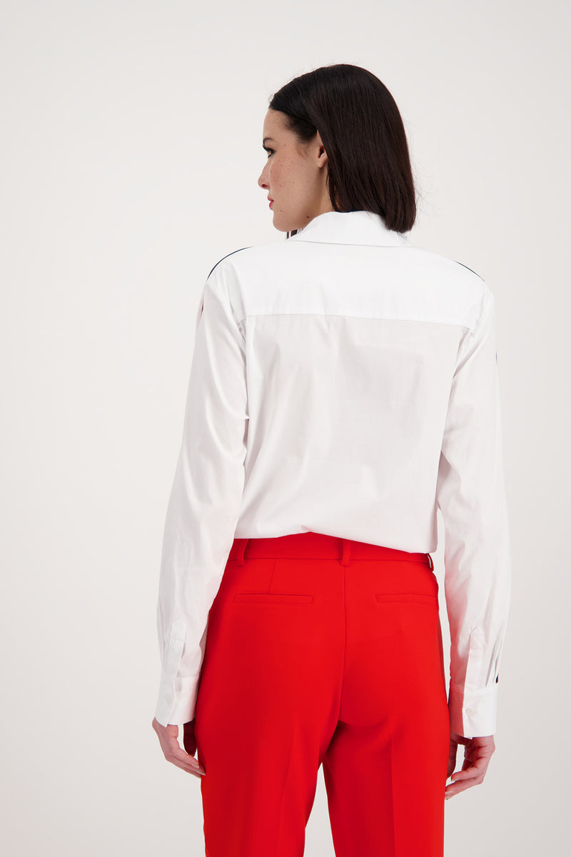 Monari White Shirt with Sleeve Embelishment M407381