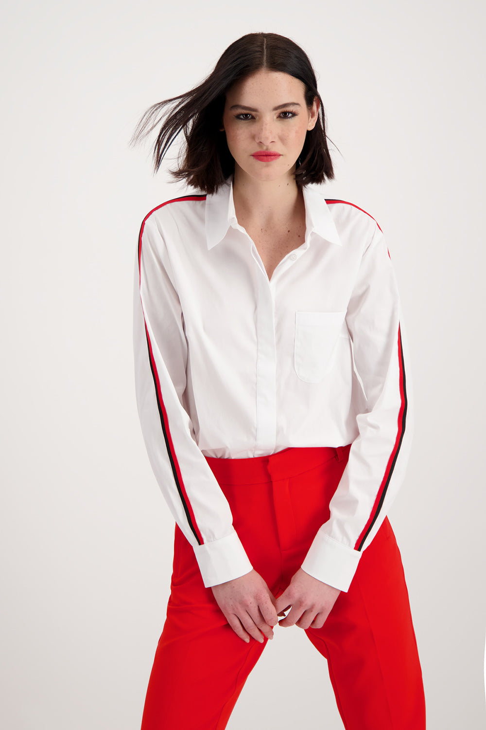 Monari White Shirt with Sleeve Embelishment M407381