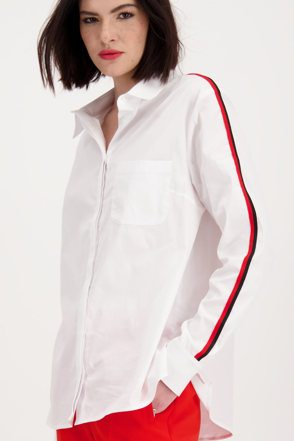 Monari White Shirt with Sleeve Embelishment M407381