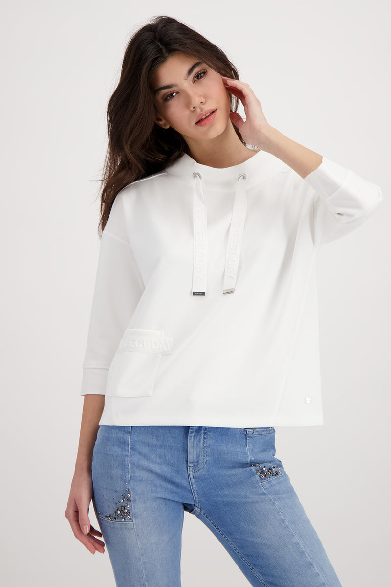 Monari Sweatshirt With Standup Collar M407422 in Off White