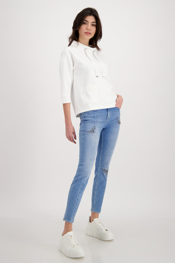 Monari Sweatshirt With Standup Collar M407422 in Off White