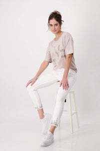 Monari Trendy Jeans with Decorative Hem 408395